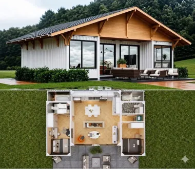 Container nhà ở ghép 4x20 feet có toilet kèm mái che