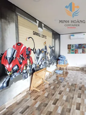 Hai container cafe 20 feet khung kính không gian mở