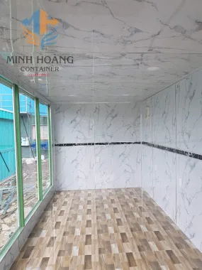 Container văn phòng 20 feet khung kính xanh lá