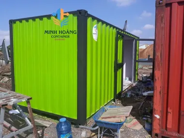 Container Cafe 20 Feet Có Toilet – Phối Màu Xanh Lá Viền Đen Cực Chất