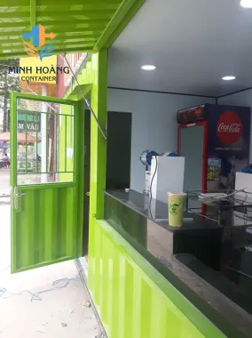 Container Cafe 20 Feet Có Toilet – Phối Màu Xanh Lá Viền Đen Cực Chất