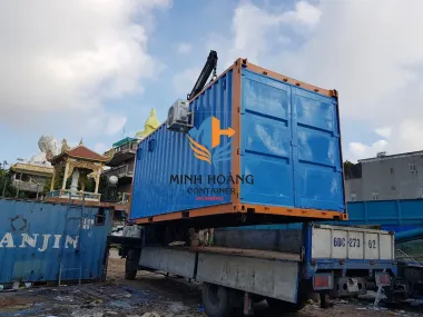 Container homestay 20 feet xanh viền cam