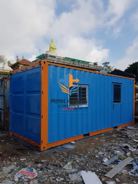 Container homestay 20 feet xanh viền cam