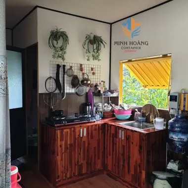 Nhà container lắp ghép 2 tầng 20 feet x 40 feet có toilet vàng viền đen