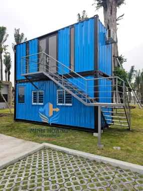 Container văn phòng 2 tầng 2x20 feet xanh dương viền đen