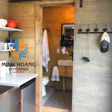 Container nhà ở 2x20feet có toilet xanh lá