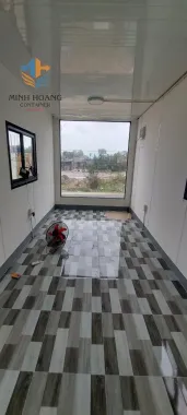 Container nhà ở lắp ghép 2 tầng 2x40 feet đen khung kính có toilet