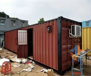 Container quầy cafe 40 feet có phòng ngủ nâu viền đen - C415
