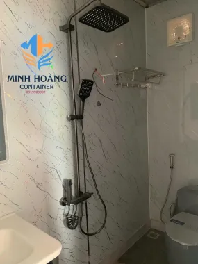 Container Nhà Ở Kèm Quầy Cafe 40 Feet Hồng Viền Trắng Có Toilet