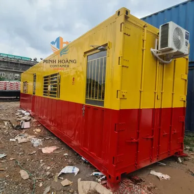 Container văn phòng 40 feet màu vàng đỏ option chia 2 phòng
