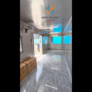 Nhà Container 40 Feet Khung Kính Xám Chia 3 Phòng Có Toilet Tại Tây Ninh
