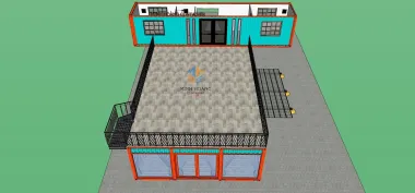 Container nhà ở lắp ghép 4x40 feet có toilet xanh viền cam