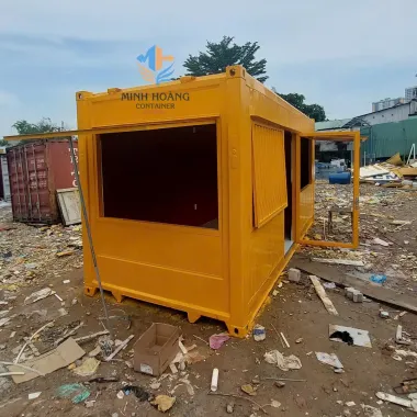 Container Cafe 20 Feet Vàng Ốp Gỗ Mẫu 2