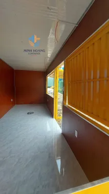 Container Cafe 20 Feet Vàng Ốp Gỗ Mẫu 2