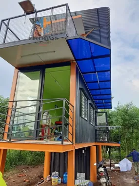 Container Nhà Ở 2 Tầng Đen 2x20 Feet Có Toilet