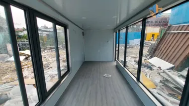 Container Văn Phòng 20 Feet Xám Khung Kính Mẫu 1