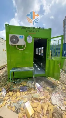 Container Văn Phòng 20 Feet Xanh Lá Hai Cửa Đi Hiện Đại