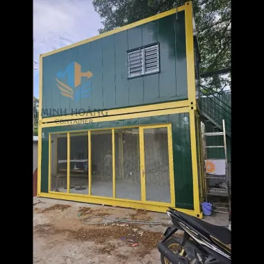 Container 2 Tầng Văn Phòng Kết Hợp Nhà Ở 2x20 Feet Xanh Lá Viền Vàng