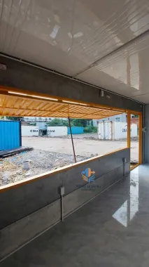 Container Cafe 20 Feet Vàng Dạng Cửa Kính Mẫu 1 