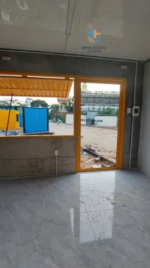 Container Cafe 20 Feet Vàng Dạng Cửa Kính Mẫu 1 