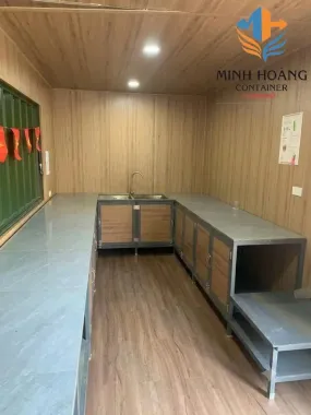 Container Cafe Thanh Lý 20 Feet Xanh Rêu Ốp Gỗ 