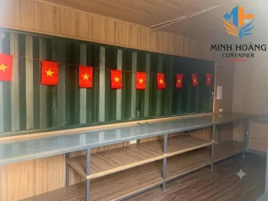 Container Cafe Thanh Lý 20 Feet Xanh Rêu Ốp Gỗ 