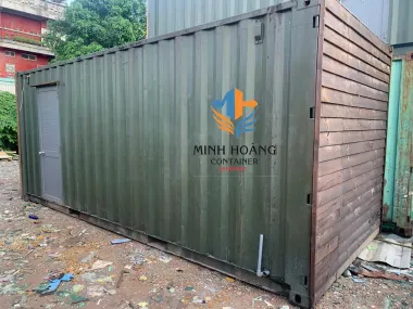 Container Cafe Thanh Lý 20 Feet Xanh Rêu Ốp Gỗ 