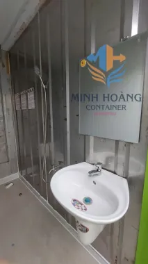 Container Nhà Ở 20 Feet Xanh Lá Có Toilet Cửa Ngoài