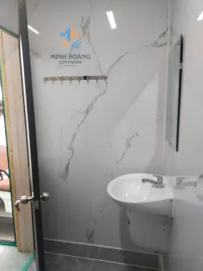 Container Nhà Ở 40 Feet Xám Ốp Gỗ Chia 2 Phòng Có Toilet