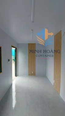 Container Nhà Ở 40 Feet Xanh Lá Ốp Gỗ Chia 3 Phòng