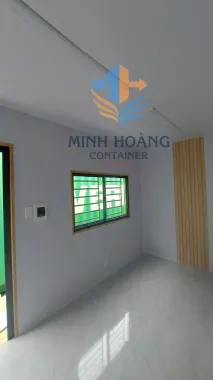 Container Nhà Ở 40 Feet Xanh Lá Ốp Gỗ Chia 3 Phòng