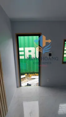 Container Nhà Ở 40 Feet Xanh Lá Ốp Gỗ Chia 3 Phòng
