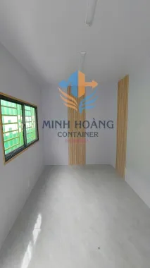 Container Nhà Ở 40 Feet Xanh Lá Ốp Gỗ Chia 3 Phòng