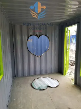 Container Showroom 20 Feet Xanh Lá Viền Đen – Thiết Kế 