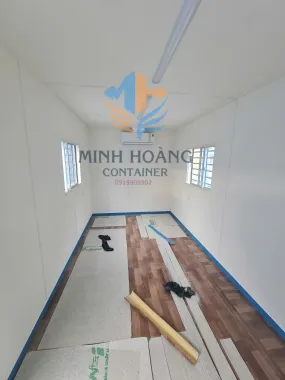 Container Văn Phòng 20 Feet Xanh Dương Viền Cam Có Toilet