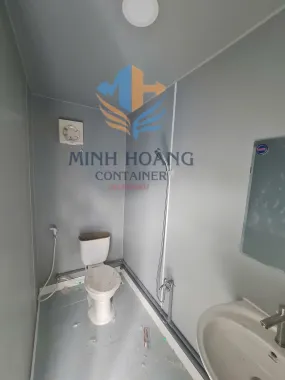 Container Văn Phòng 20 Feet Xanh Dương Viền Cam Có Toilet