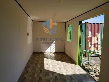 Container Văn Phòng 20 Feet Xanh Lá Khung Kính Cửa Lùa