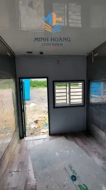 Container Văn Phòng 20 Feet Xanh Lá Viền Vàng Chia 2 Phòng 