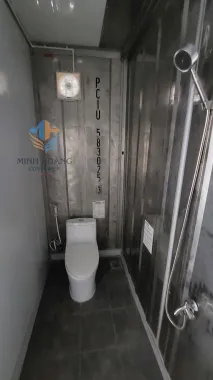 Container Văn Phòng 20 Feet Có Toilet – Thiết Kế Xanh Dương Viền Đen Hiện Đại
