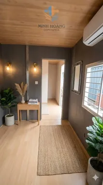 Container Văn Phòng 20 Feet Trắng Xám Toilet Có Nội Ngoại Thất