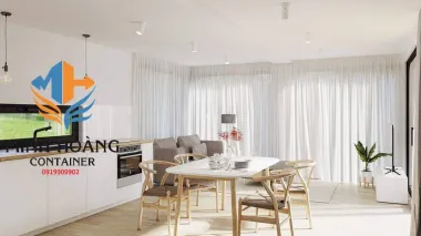 Thiết Kế Nhà Container Lắp Ghép 1x20 Feet & 2x40 Feet Không Gian Mở – Khung Kính Sang Trọng 