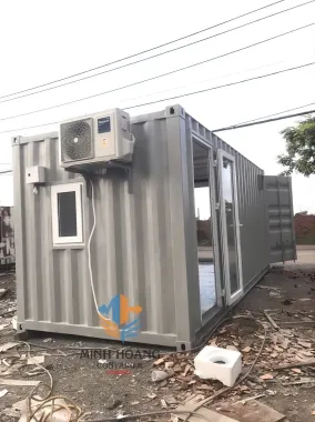 Container mẫu nhà ở 20 feet cửa kính xám đơn giản - N203