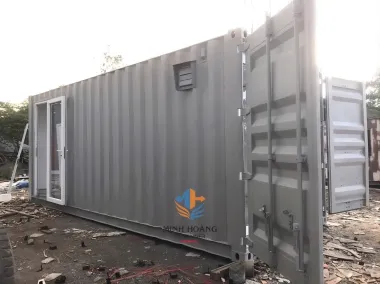 Container mẫu nhà ở 20 feet cửa kính xám đơn giản - N203