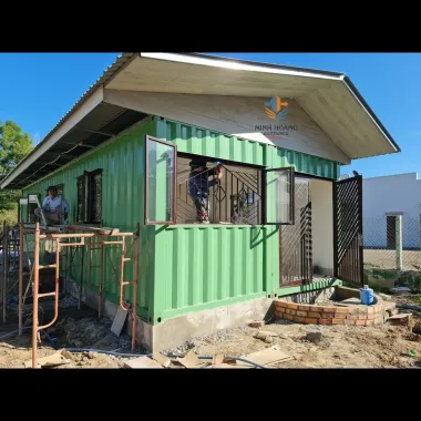 Nhà Lắp Ghép 2 Container 40 Feet Màu Xanh Lá Pastel (Full Bản Vẽ)