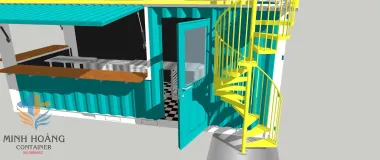 Mẫu Thiết Kế Container Cafe 20 Feet Có Sân Thượng Và Mái Che