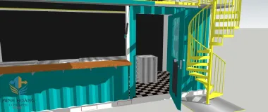 Mẫu Thiết Kế Container Cafe 20 Feet Có Sân Thượng Và Mái Che
