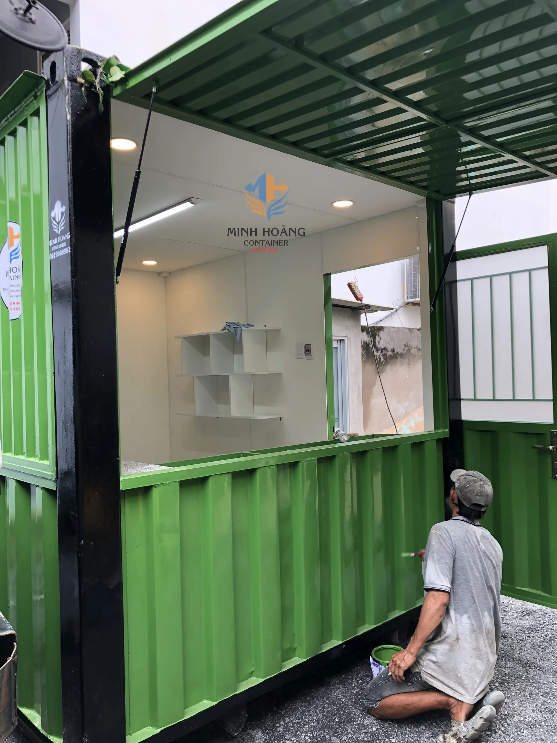 Container Cafe 10 Feet Xanh Lá Viền Đen Bàn Giao Đến Khách Hàng Tại Đồng Nai