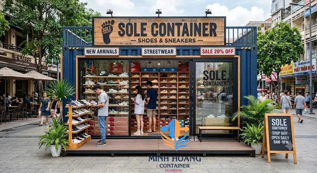 Container Showroom Giày 20 Feet