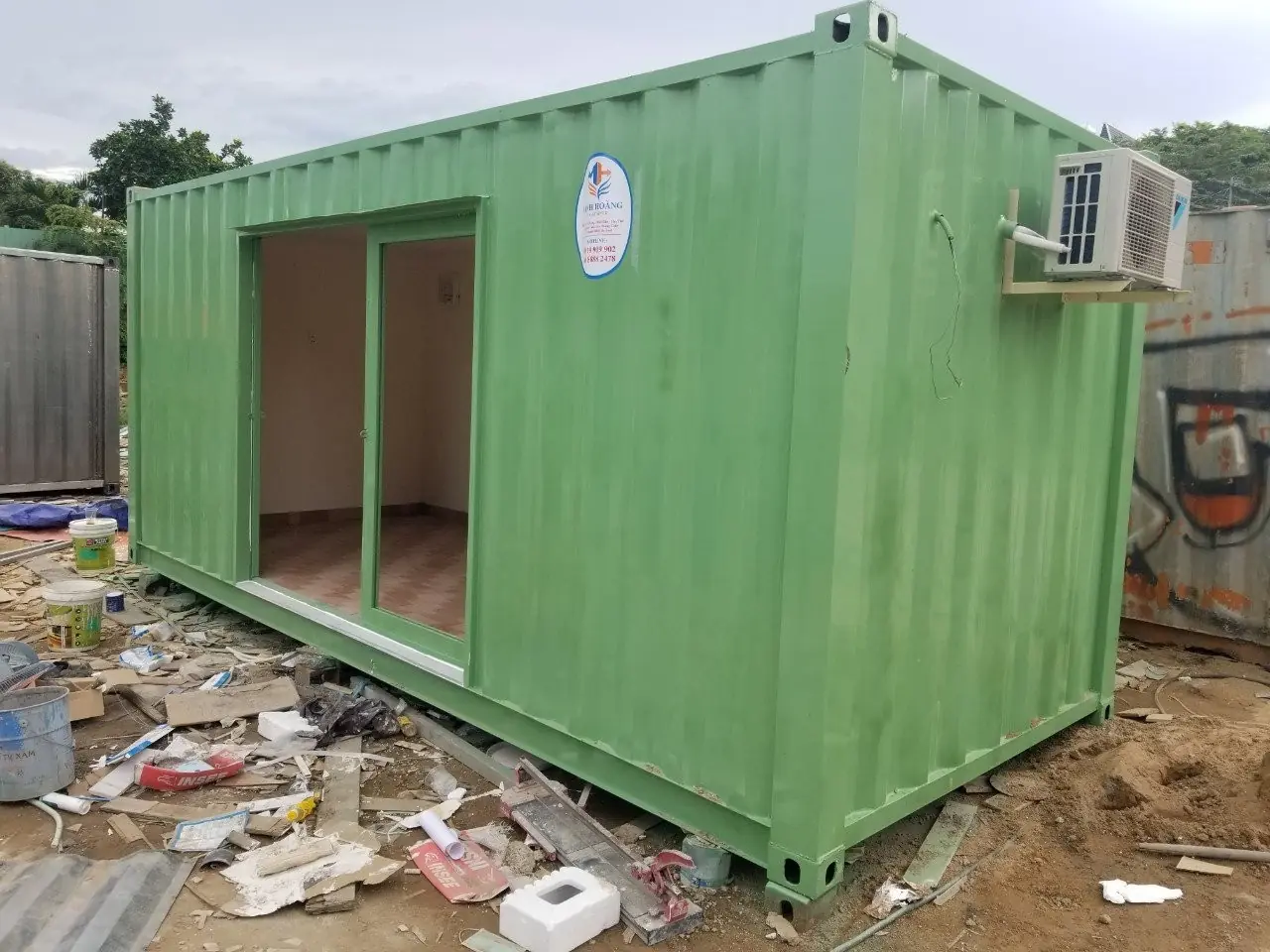 Container văn phòng 20 feet xanh lá