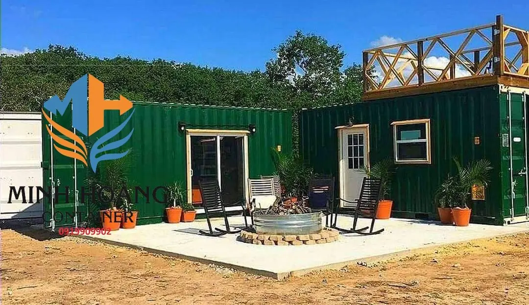 Container nhà ở 2x20feet có toilet xanh lá